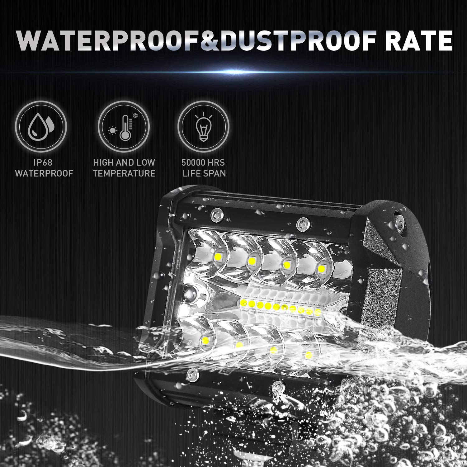 AAIWA 4 Inch 120W LED Light Pods - 12,000LM Spot Flood Combo Off-Road Lights, Triple Row LED Work Lights for Trucks, ATV, UTV, SUV & Boats (2-Pack) - Perfect for Night Driving, Off-Roading & Marine Applications
