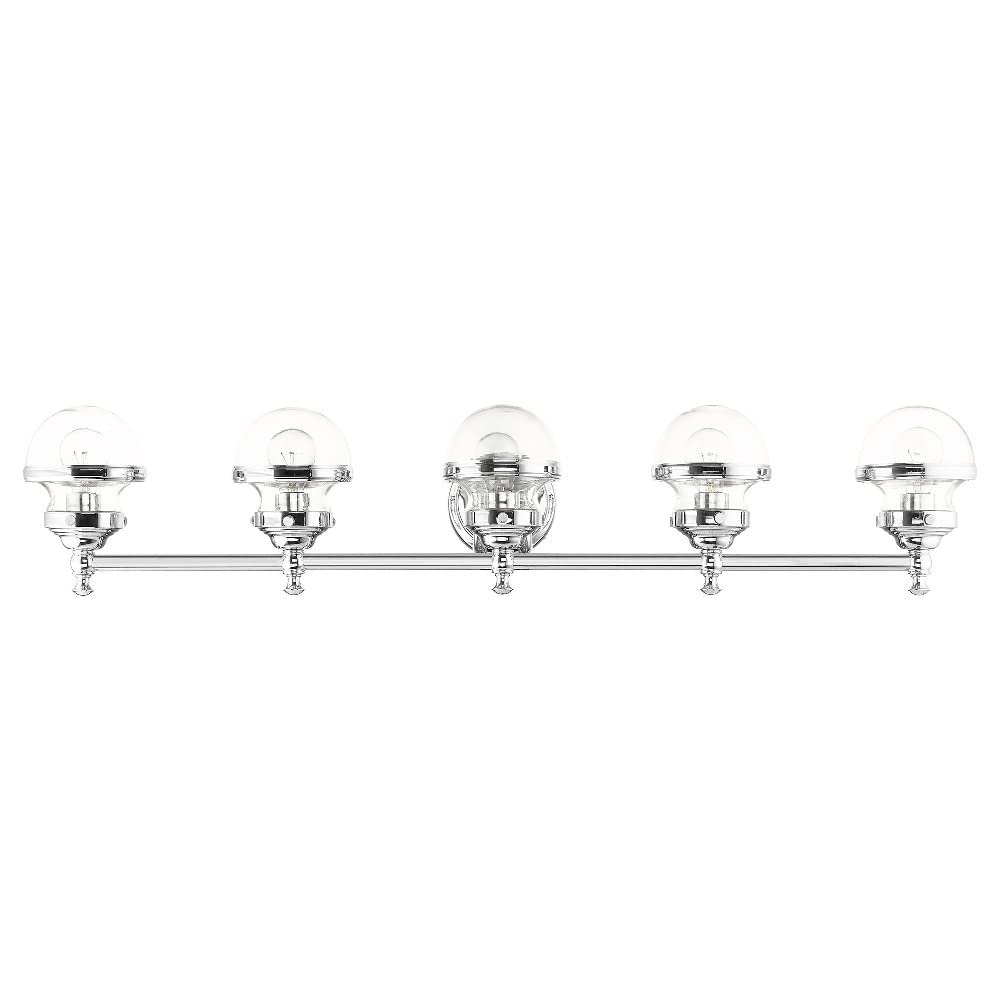Livex Lighting 17415-91 5-Light Brushed Nickel Bathroom Vanity Light Fixture - Perfect for Modern Bathrooms, Powder Rooms & Spa-Style Decor