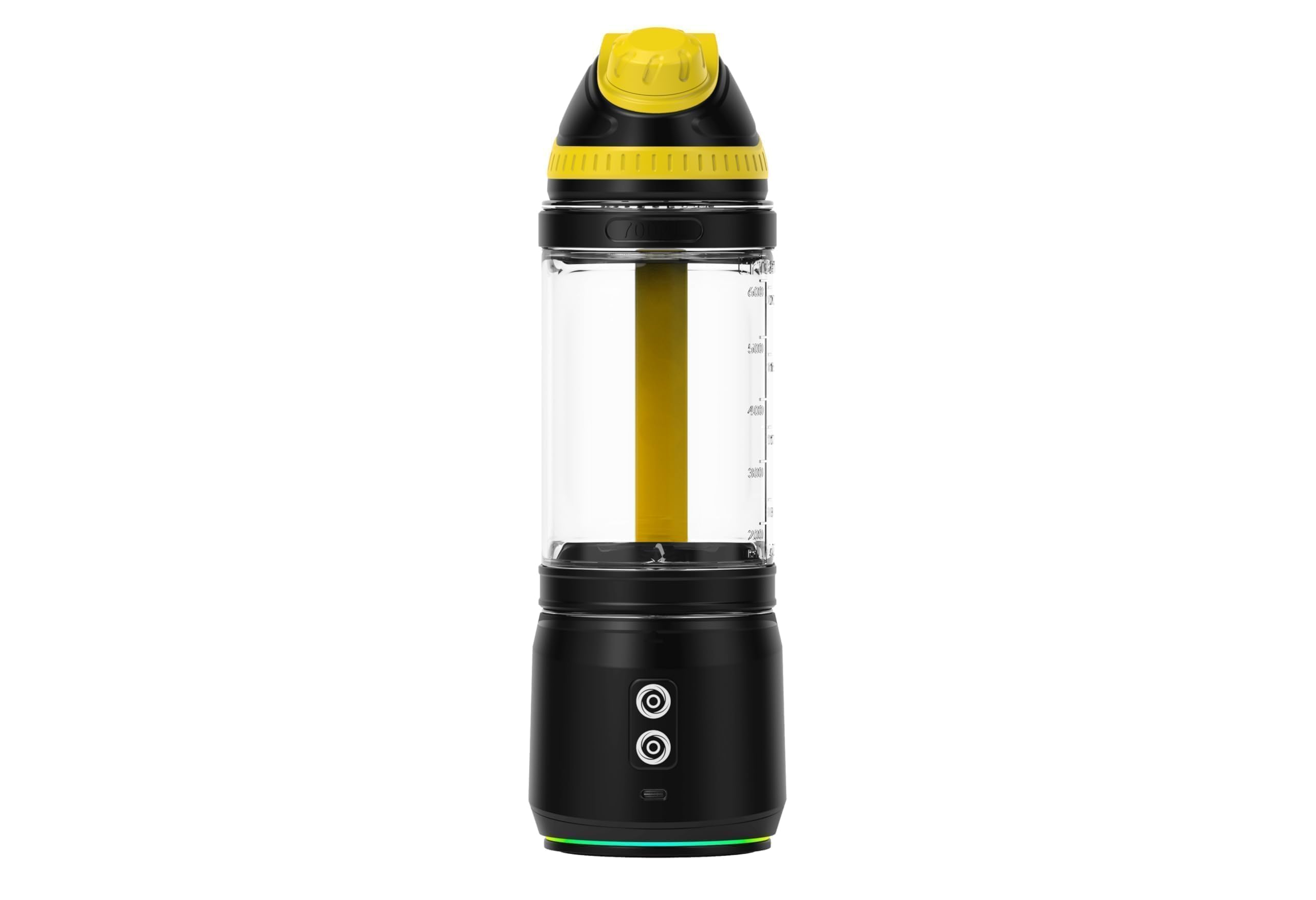 Portable USB-C Rechargeable Blender for Smoothies, Protein Shakes & Juices - 24oz BPA-Free Electric Mixer with Anti-Jamming Technology & Travel Lid - Perfect for Kitchen, Gym, Office & Outdoor Activities (Black Base Yellow Lid)