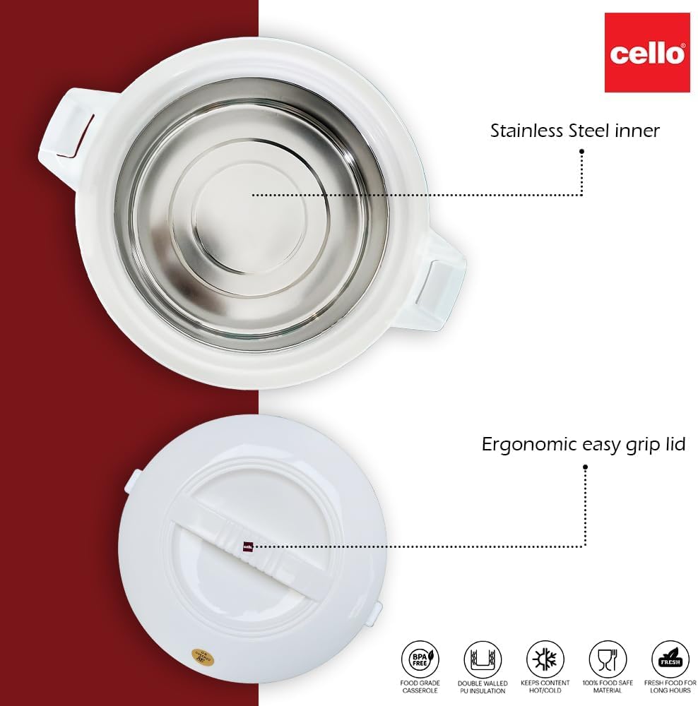 Cello Chef 1500 Deluxe Insulated Hot-Pot Casserole Warmer & Cooler - 1250ml Capacity | Portable Food Container for Picnics, Camping & Office Lunches | Keeps Meals Hot or Cold for Hours