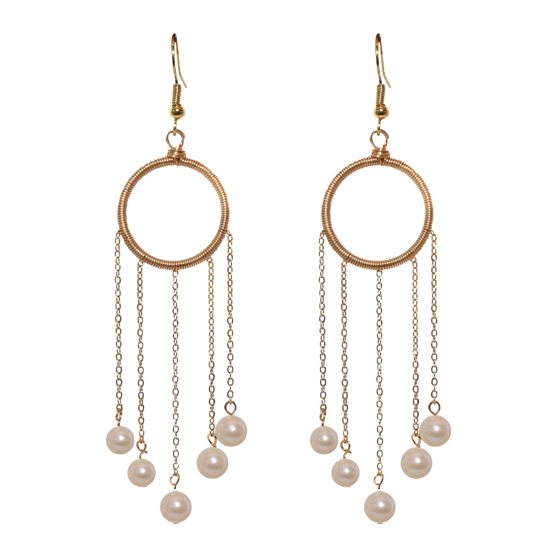 Elegant Hoop Cascade Pearl Earrings for Women - Dainty Drop Pearl Jewelry Gift for Bridal, Party & Special Occasions