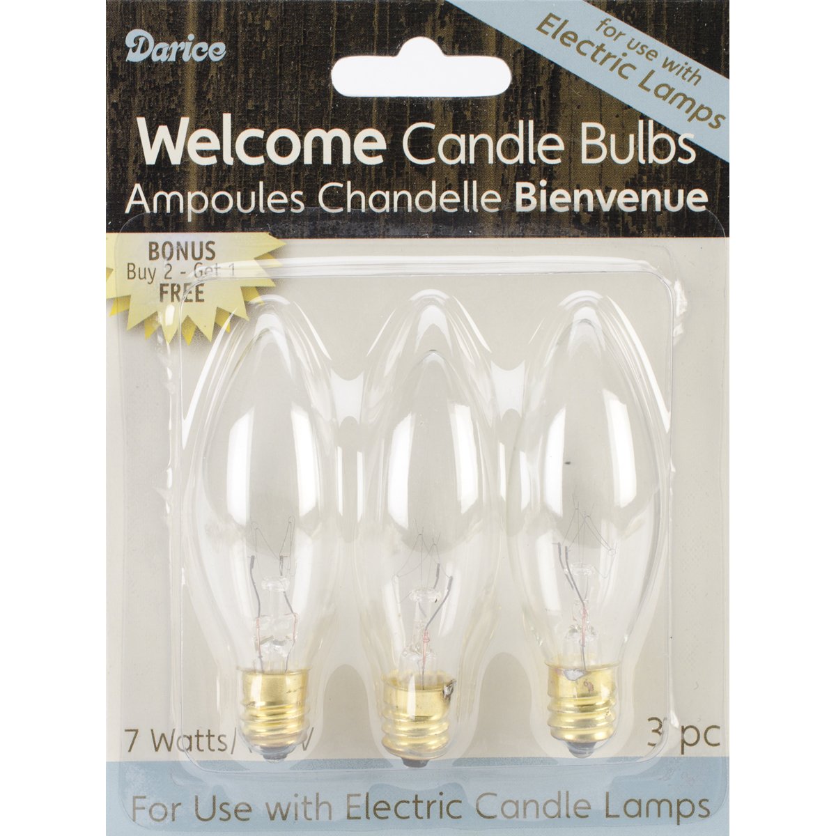 Darice Candle Lamp Collection - 3-Pack Welcome Candle Bulbs for Home Decor, Wedding Centerpieces & Holiday Lighting