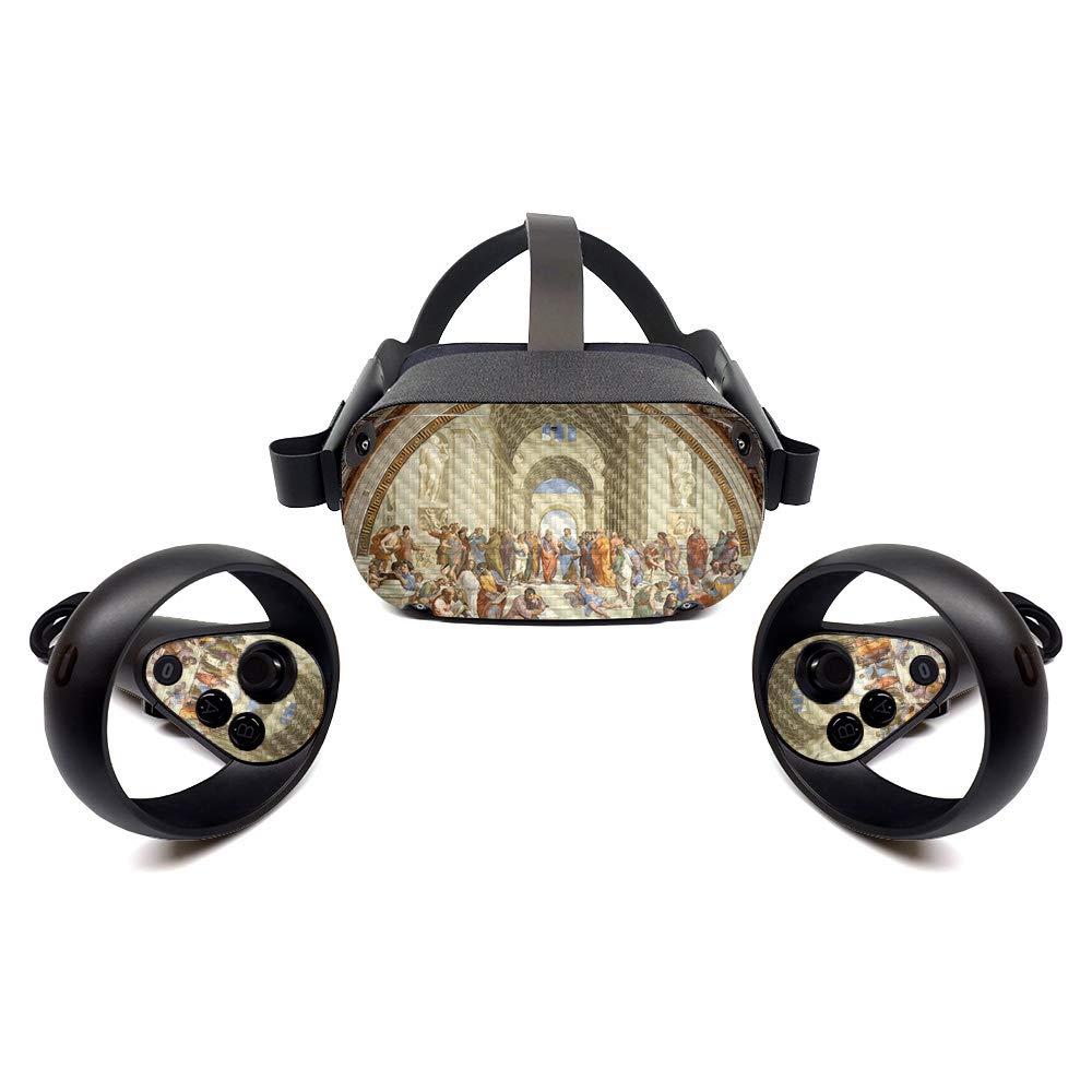 Premium Carbon Fiber Skin for Oculus Quest 2 - School of Athens Design | Protective & Durable Textured Cover | Easy to Apply & Remove | Made in USA | Perfect for Gaming, VR Parties & Home Entertainment