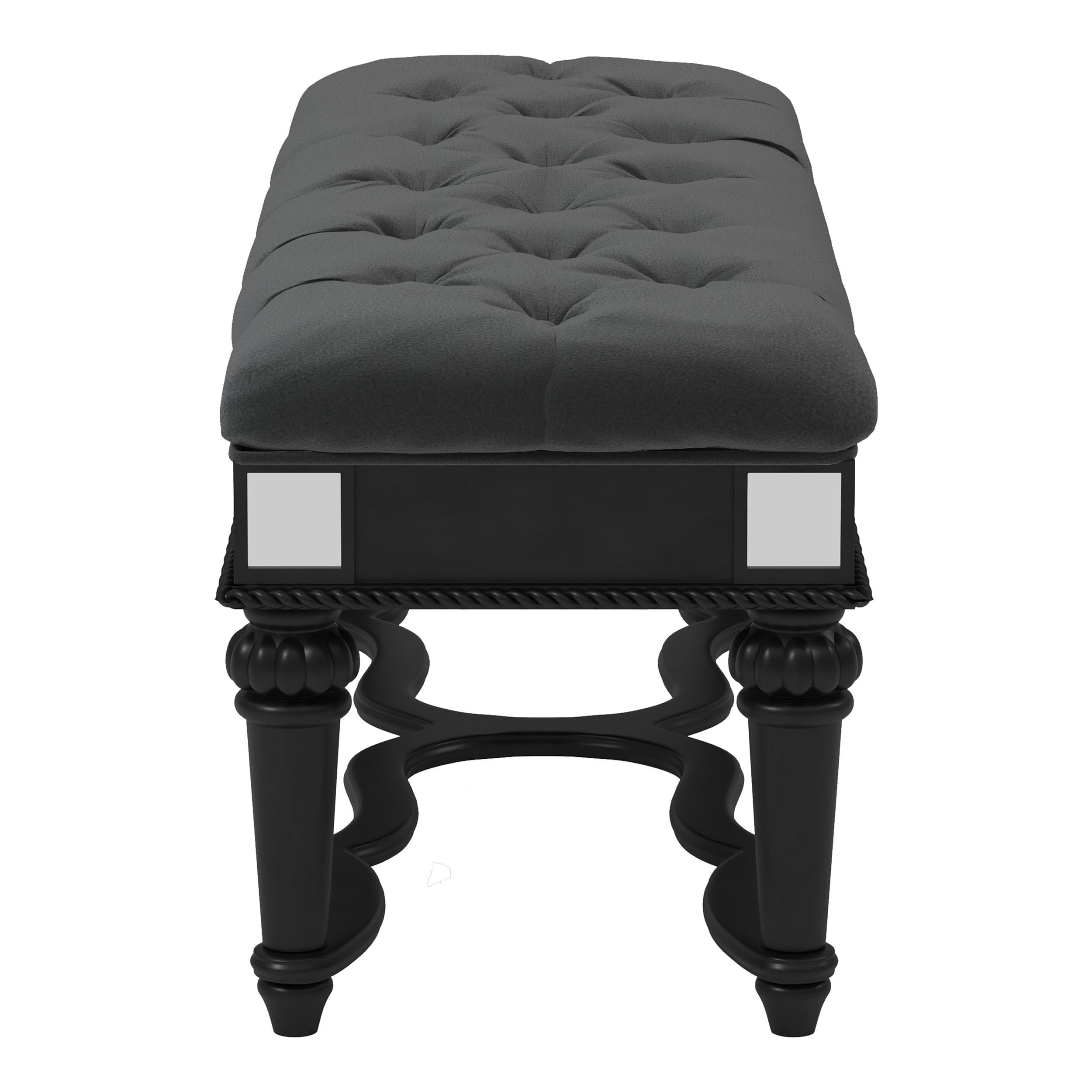 Furniture of America Viktoria Traditional Wood Tufted Bedroom Bench in Black - Elegant Seating for Bedroom, Living Room & Entryway - Perfect for Home Decor & Extra Seating