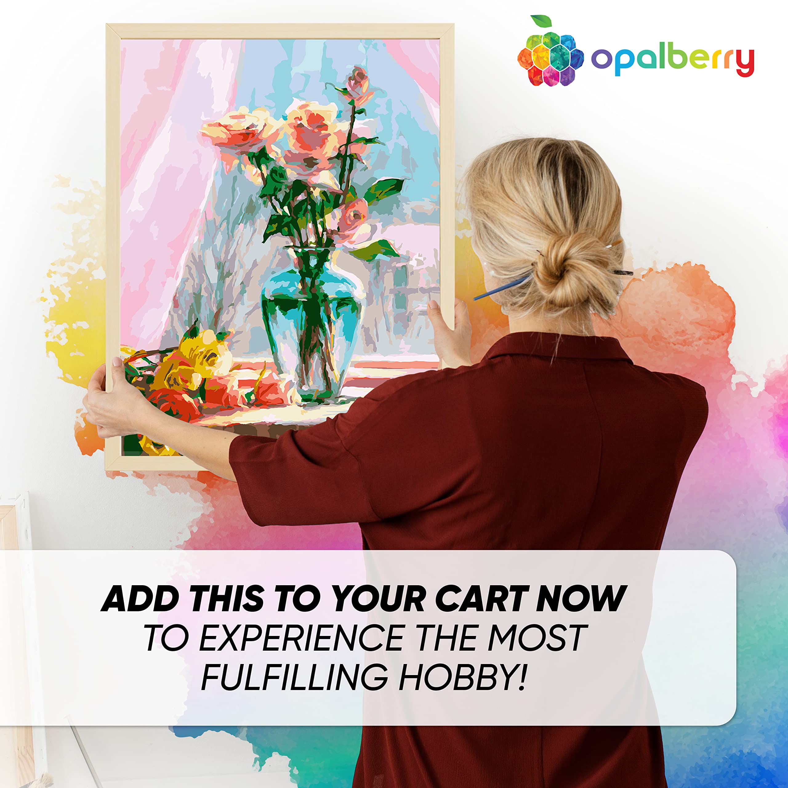 Opalberry Paint by Numbers Kit for Adults - 16x20 Inch DIY Canvas Painting with Ocean Flower Design | Stress Relief Art Therapy, Home Wall Decor & Gift for Beginners