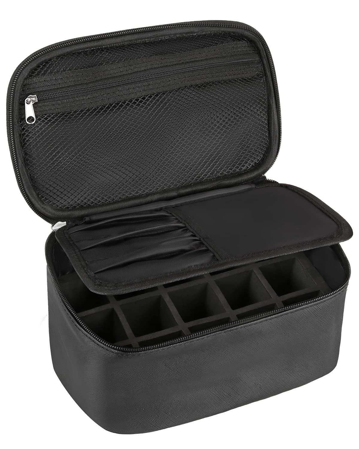 Premium Nail Polish Organizer Bag - Nail Art Set Travel Case with Multiple Compartments, Manicure Tool Storage Pouch for Women - Perfect for Travel, Salon & Home Use (Black)