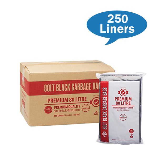 Premium Heavy Duty 80L Black Trash Bags - Extra Thick & Durable Garbage Bags for Kitchen, Office, and Outdoor Use