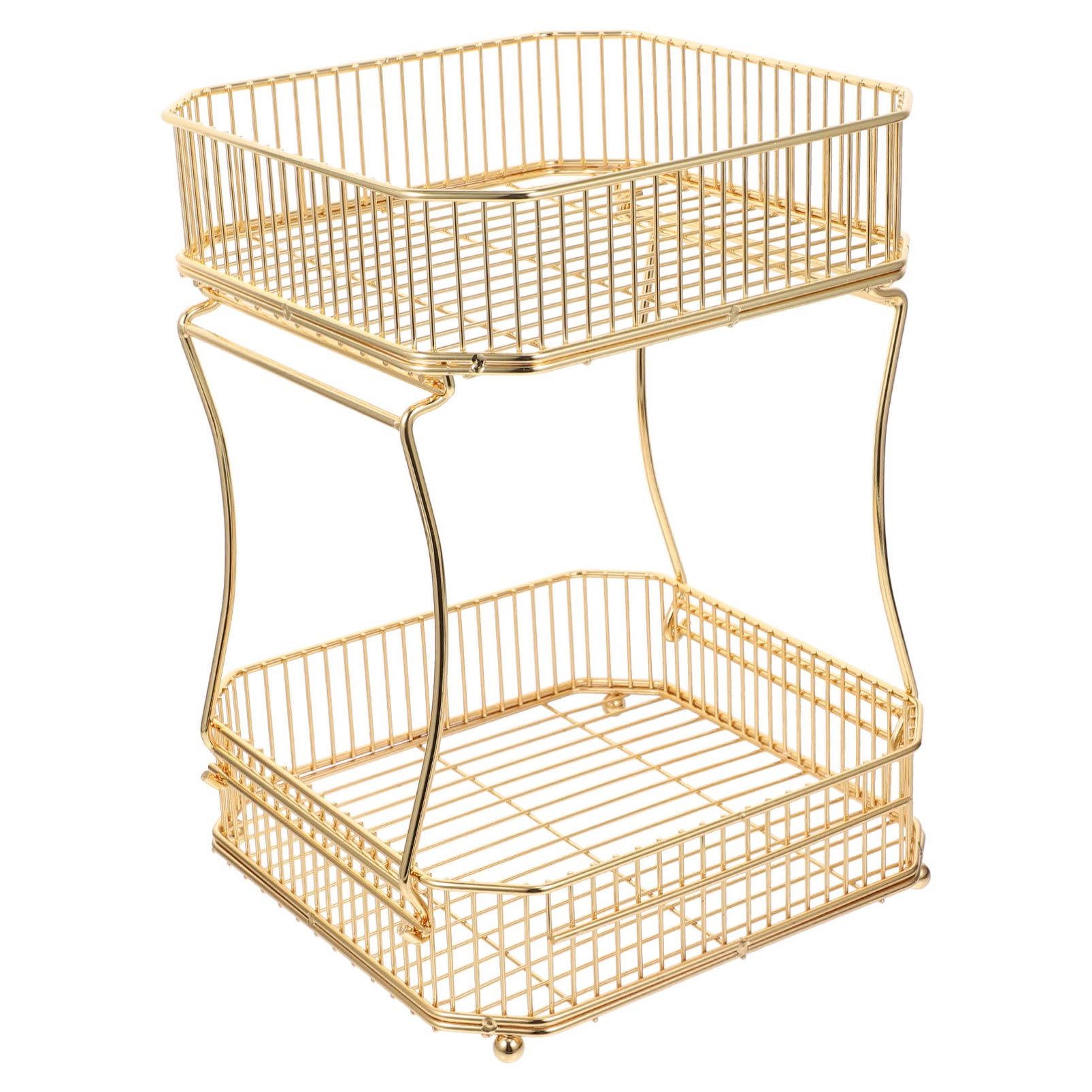 2-Tier Detachable Fruit & Vegetable Basket Organizer - Spice Rack, Snack Container & Makeup Storage Shelf for Kitchen, Bathroom, Bedroom | Perfect for Organizing Produce, Toiletries & Desserts