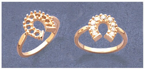14K Gold or Sterling Silver Multi-Stone Horseshoe Ring for Women - Size 5-8, Pre-Notched Blank Ring Setting 163/225 & 143/225 - Perfect for Birthdays, Anniversaries & Everyday Jewelry
