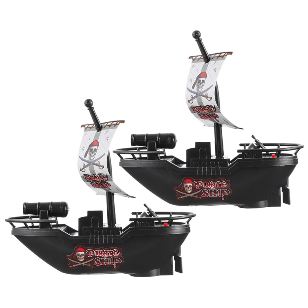 VICASKY 10-Piece Pirate Ship Bath Toys Set - Plastic Speedboat Racing Boats for Kids - Bathtub & Pool Water Play Toys for Toddlers & Children (Black)