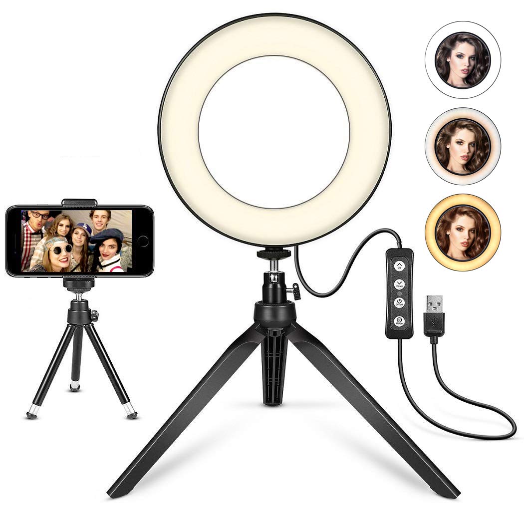 Topchances Mini Selfie Ring Light with Tripod Stand & Phone Holder - 3 Adjustable Light Modes for Makeup, YouTube Videos, Live Streaming & Mobile Photography | Perfect for Content Creators, Vloggers & Beauty Enthusiasts