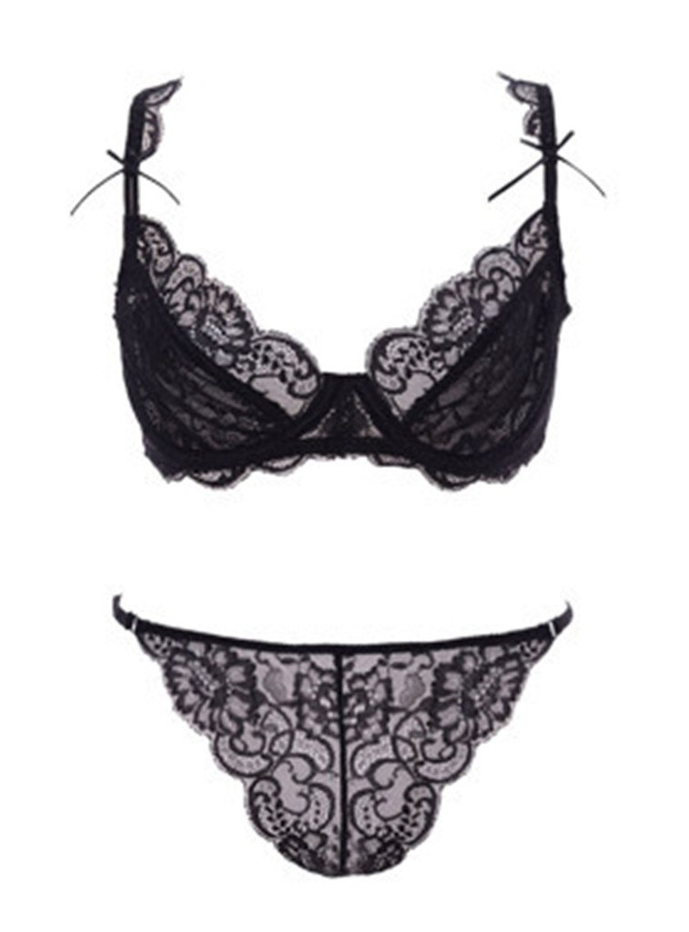 Nature Women's Lace Lingerie Set - Thin Transparent Embroidery Bra & Panty Set | Comfortable & Sexy Underwear for Everyday Wear & Special Occasions