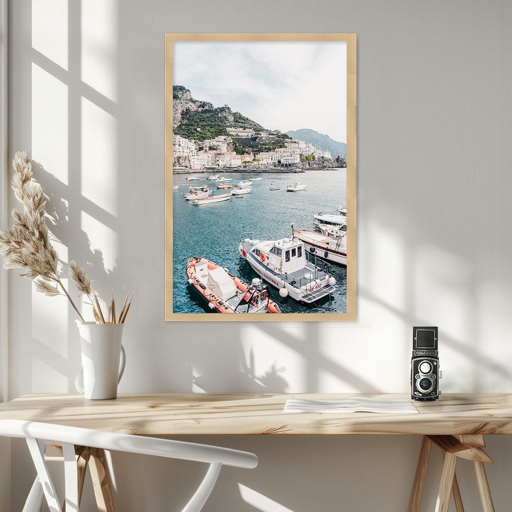 Amalfi Coast Framed Textured Wall Art - Handmade Italian Landscape Painting - Perfect for Living Room, Bedroom & Office Decor