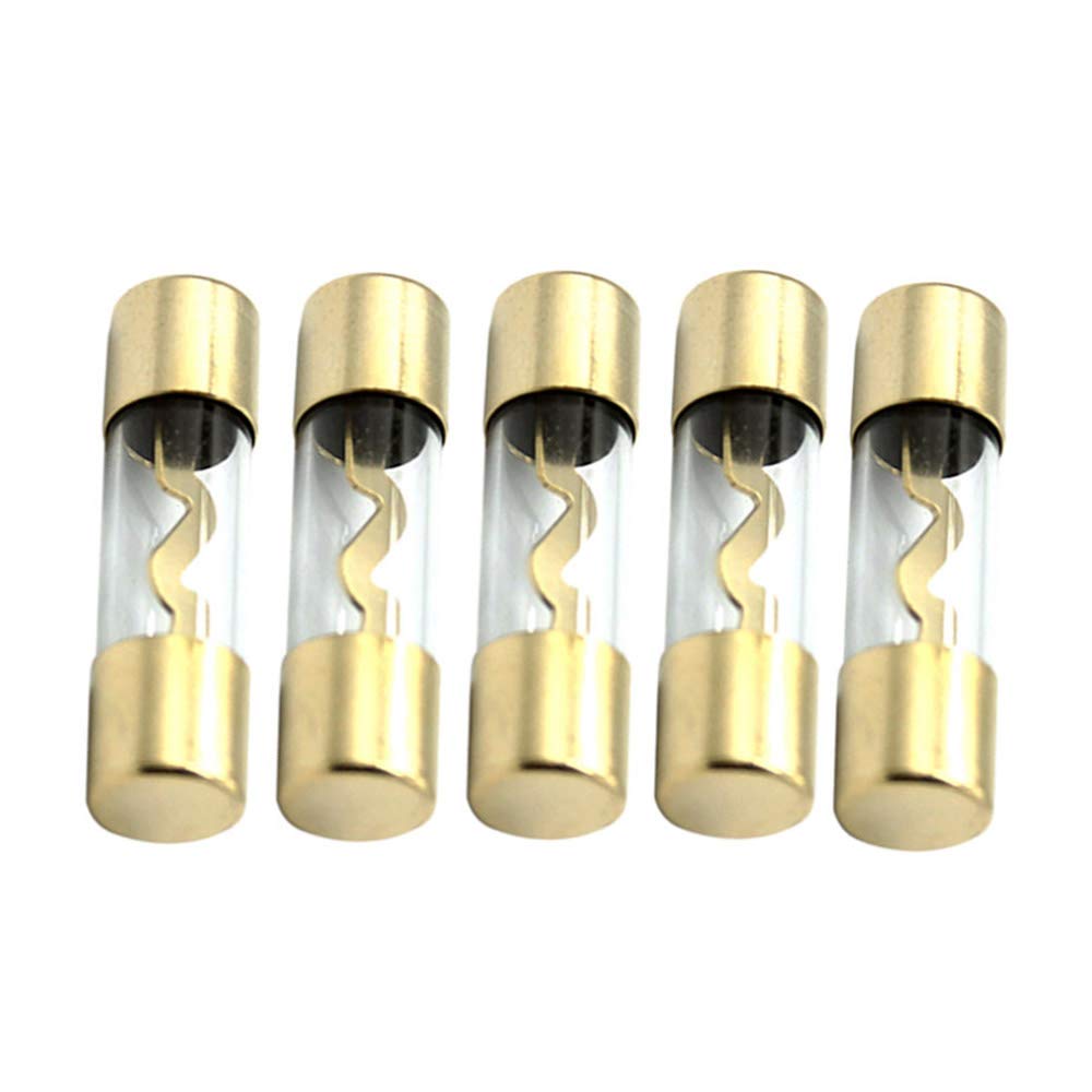 Etopar 5-Pack 50A AGU Fuse for Car Audio - Gold Plated Glass Tube Fuse with Power Protection (Ideal for Car Stereo, Amplifier & Audio System Safety)