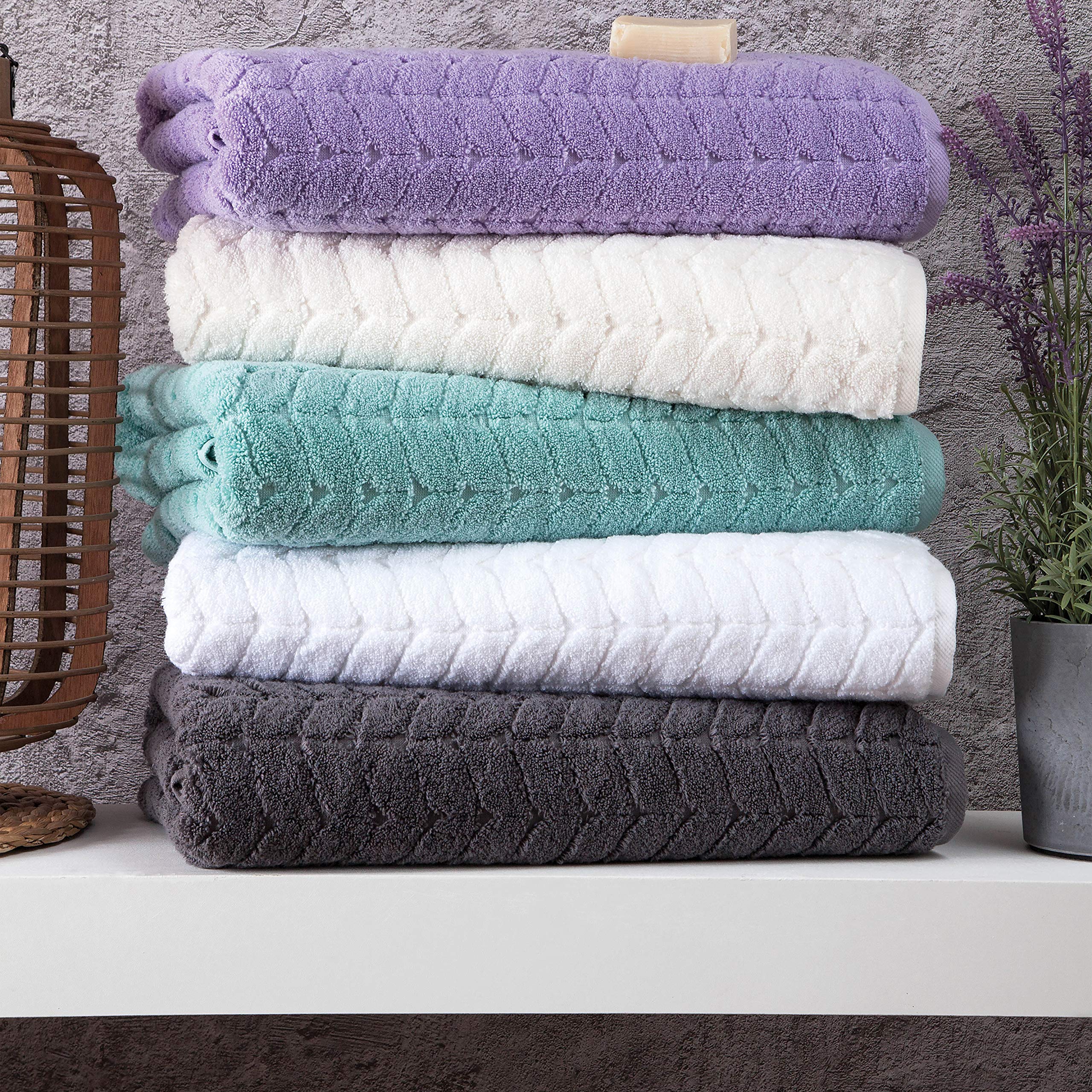 BAGNO MILANO Luxury Turkish Bath Towels Set - Ultra Soft Plush Jacquard, Quick Dry Absorbent, Spa & Bath Sheet (Navy) - Perfect for Home, Hotel & Gym Use