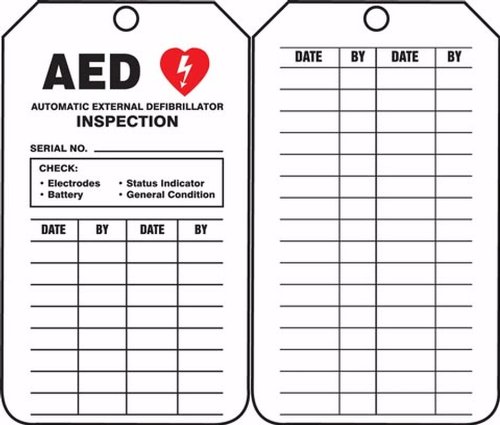 Accuform TRM103CTP Safety Inspection Tags - AED Equipment Compliance Labels (4.25