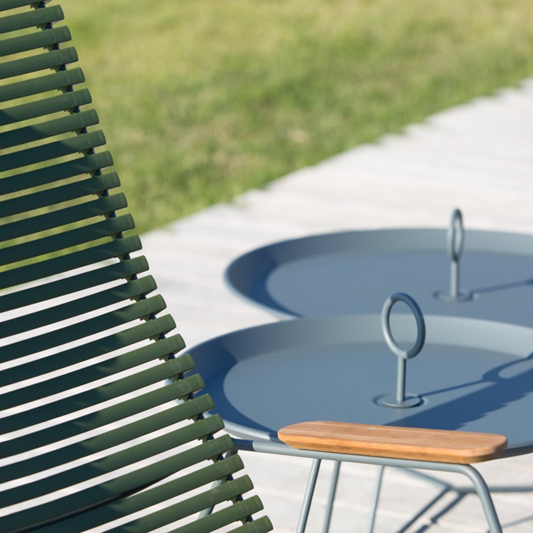 Sturdy Eyelet Outdoor Tray Table - Portable Side Table for Patio, Garden, Pool & Camping - Rust-Resistant Metal Drink Holder with Convenient Handle