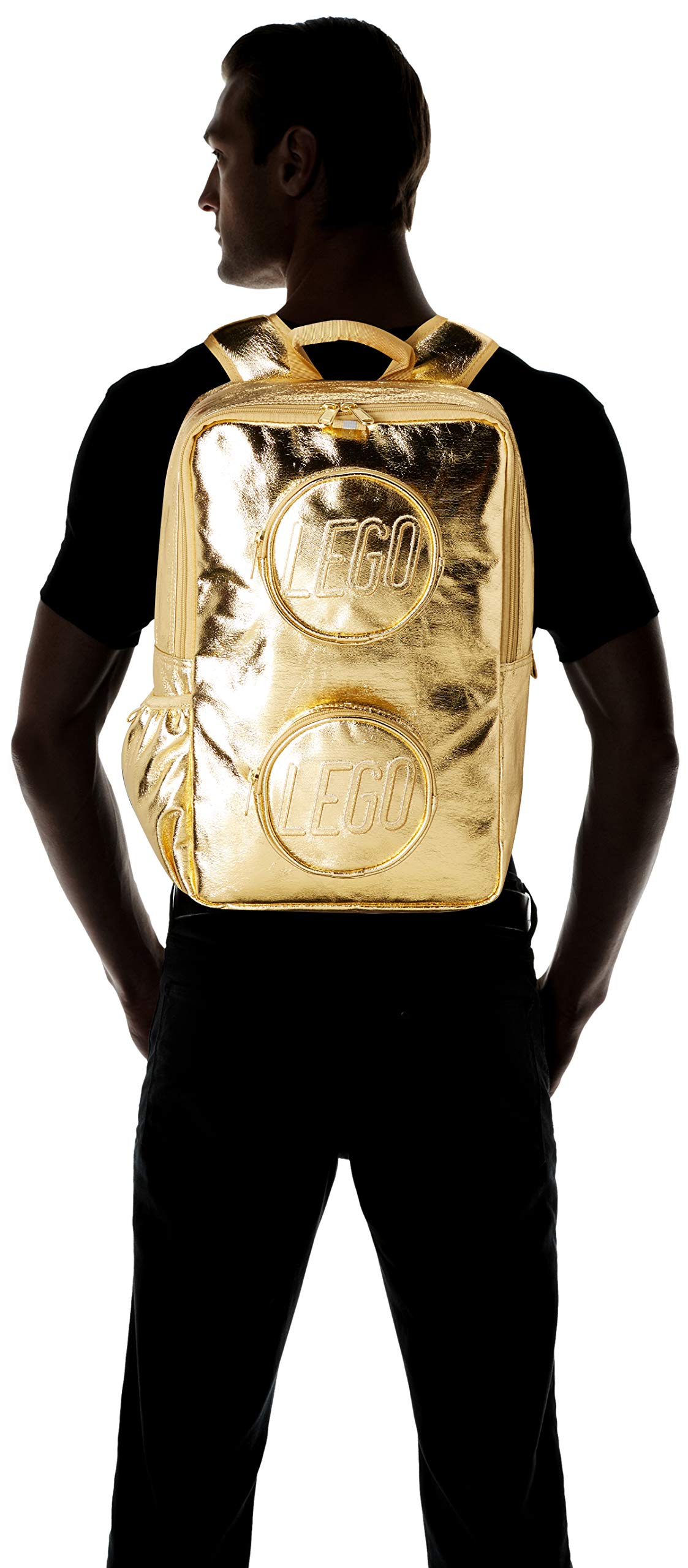 LEGO Brick Backpack - Stylish Gold Fashion Backpack for School, Travel & Everyday Use | Durable & Trendy Backpack for Kids & Adults