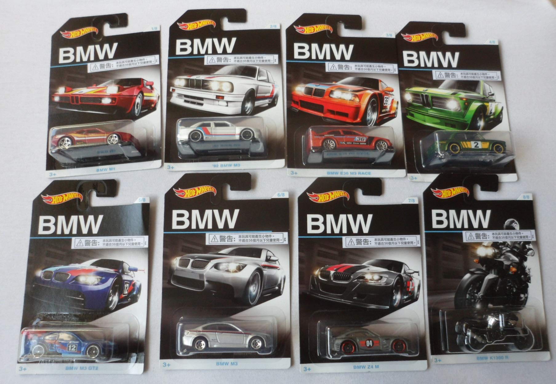 2016 Hot Wheels BMW 100th Anniversary Exclusive Series - Complete Set of 8 Die-Cast Cars - Collectible Toy Cars for Kids & Adults - Perfect for Display, Gifts, and Car Enthusiast Collections
