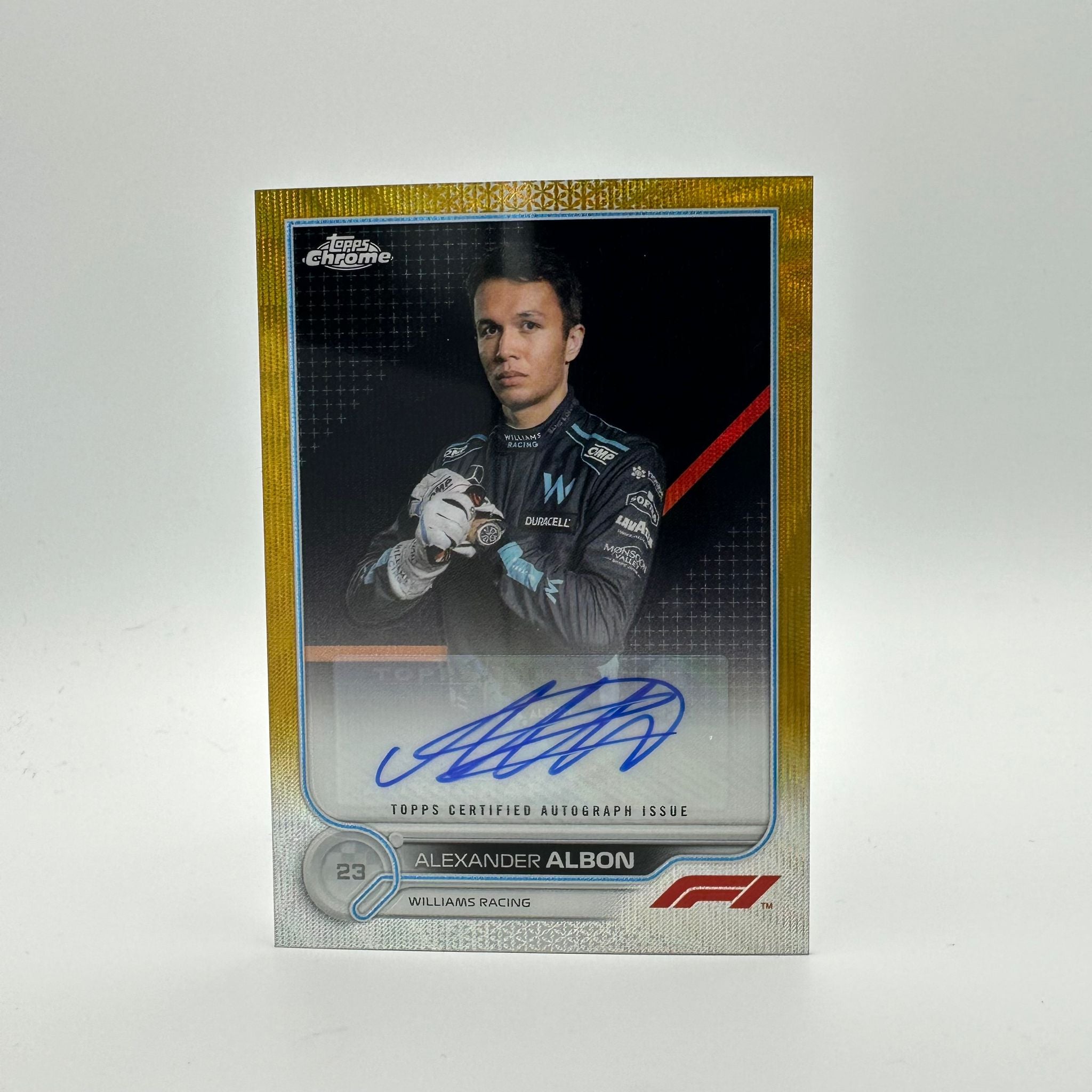 Alexander Albon 23/50 CAC AA Gold Autograph Card - Rare Collectible for F1 Racing Fans & Memorabilia Enthusiasts - Perfect for Display, Trading, and Investment