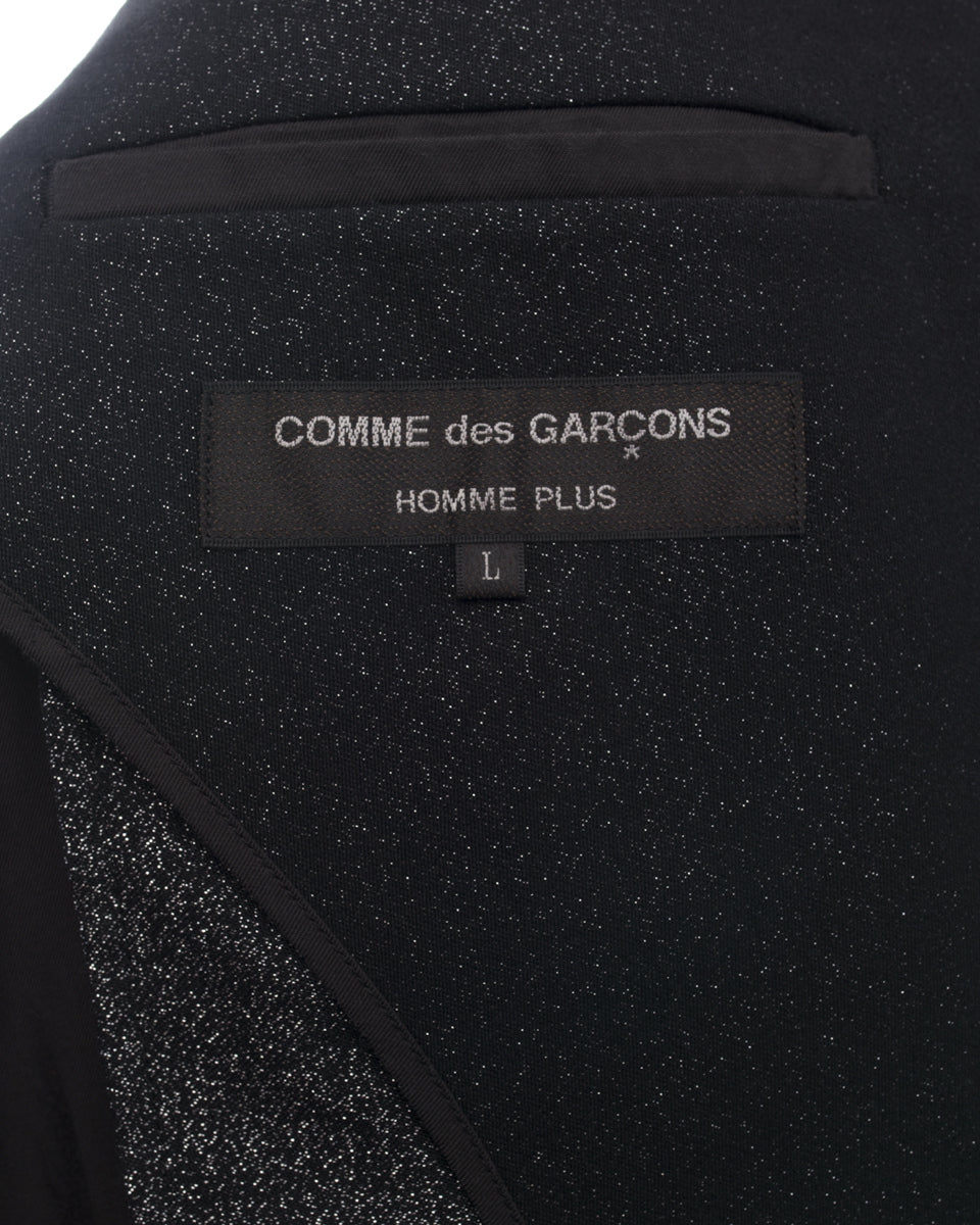 Comme des Garcons Homme Plus Black Shimmer Jacket for Men - Stylish Designer Coat for Night Out & Special Occasions