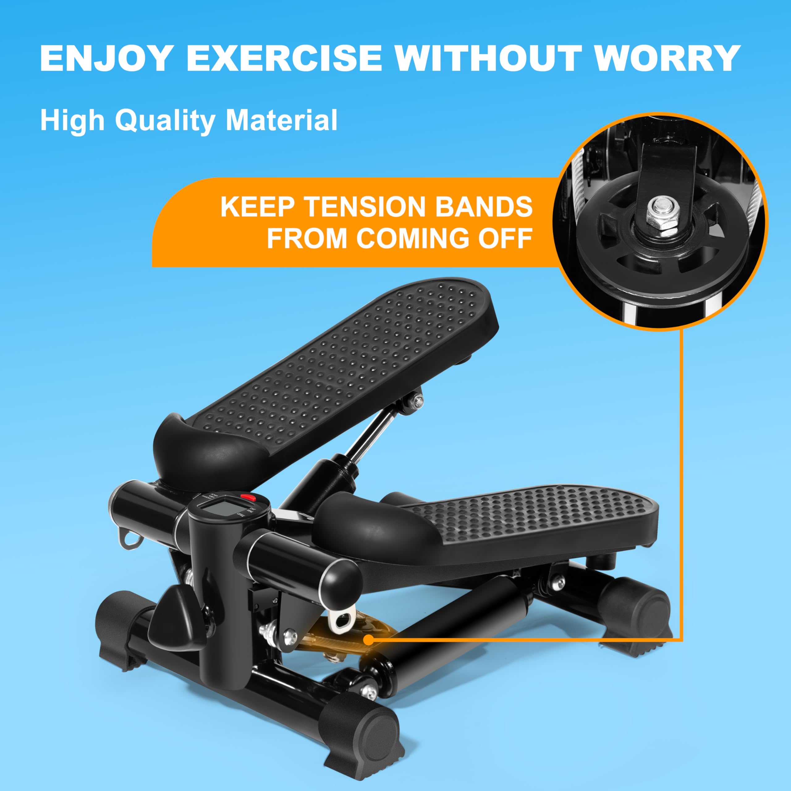 **Hydraulic Stair Stepper for Home Workout - Adjustable Height, 330 lbs Capacity with Resistance Bands & Non-Slip Mat - LCD Display for Steps & Time Tracking - Perfect for Cardio, Leg Toning & Full-Body Fitness**