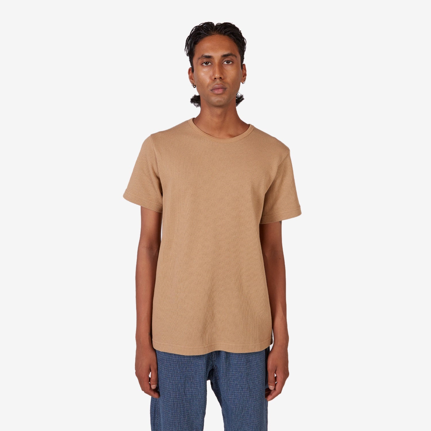 Breathable Mesh Crew Neck T-Shirt for Men - Comfortable Casual Khaki Tee - Perfect for Gym, Running & Outdoor Activities
