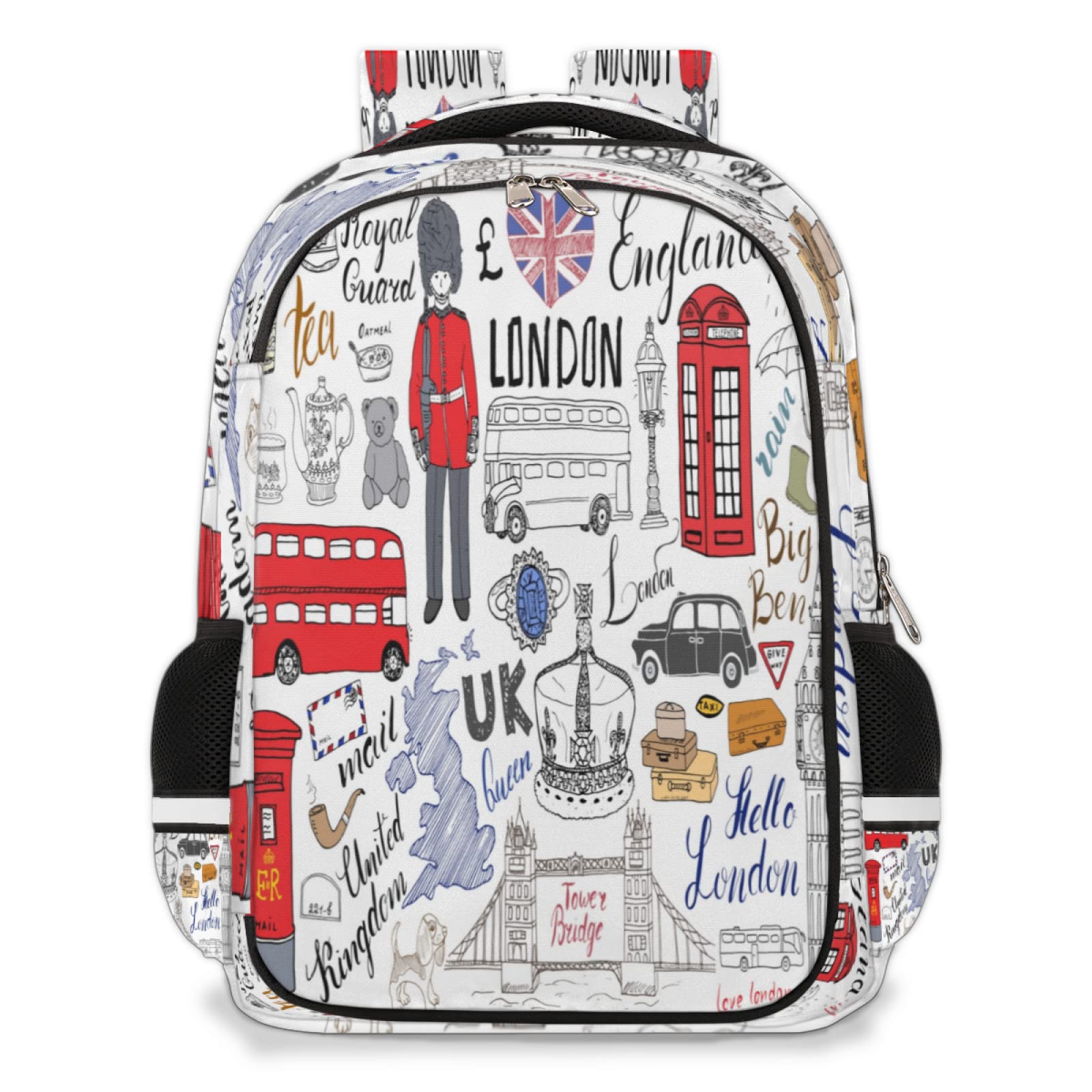 London Bus Themed Lightweight Laptop Backpack - Waterproof Travel Backpack for School, College & Commuting with Multiple Pockets | Perfect for Students, Office Workers & Daily Use