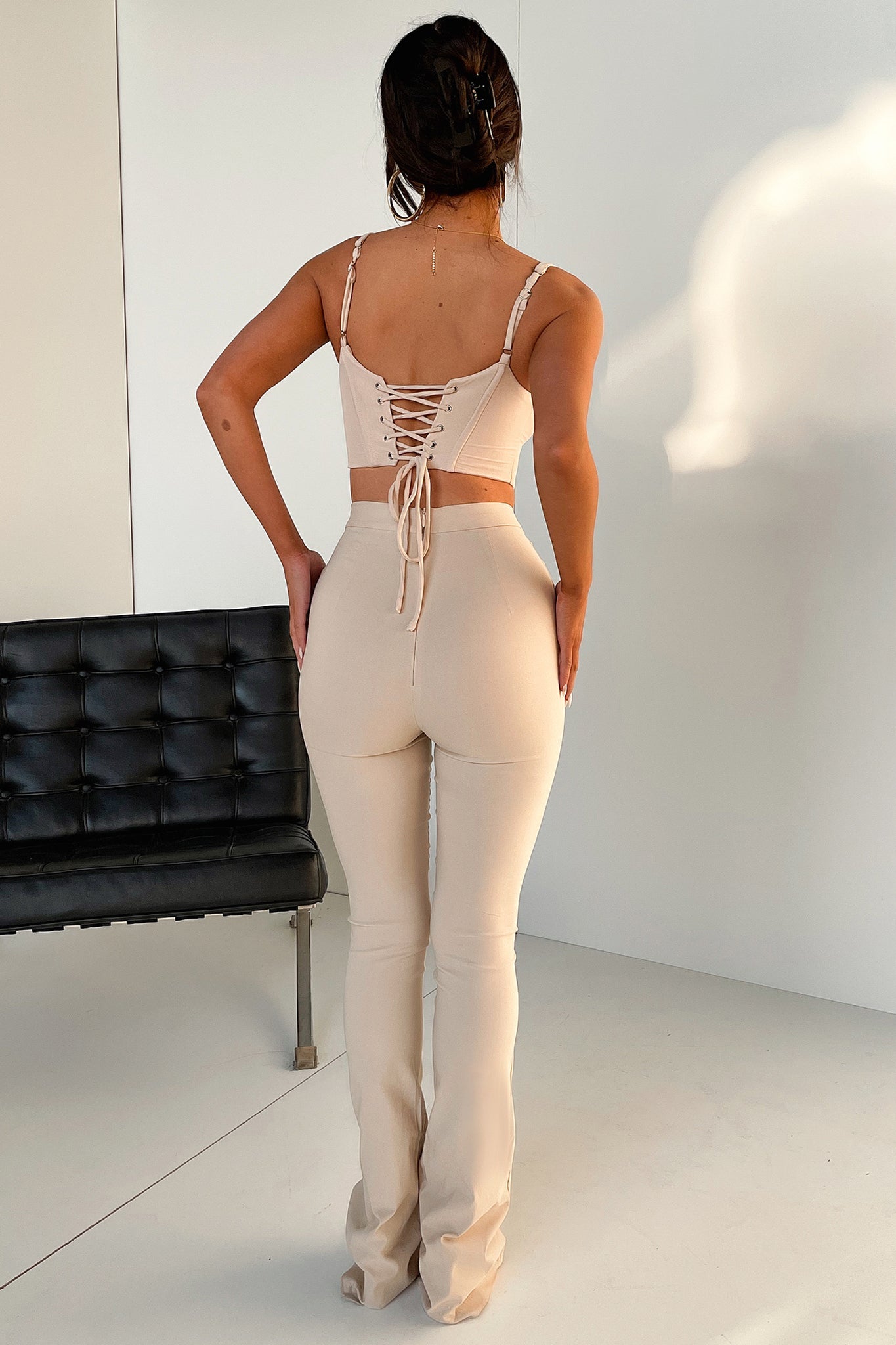 Arabell Women's Casual Beige Pants - Comfortable High Waist Trousers for Work, Travel & Everyday Wear