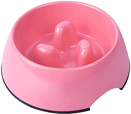Liansg Anti-Gulping Slow Feeder Dog Bowl - Bloat Stop Interactive Pet Food Dish for Fast Eating Dogs - 2.5 Cup Capacity (Blue & Pink Set) - Perfect for Mealtime Training & Preventing Digestive Issues in Energetic Puppies and Adult Dogs