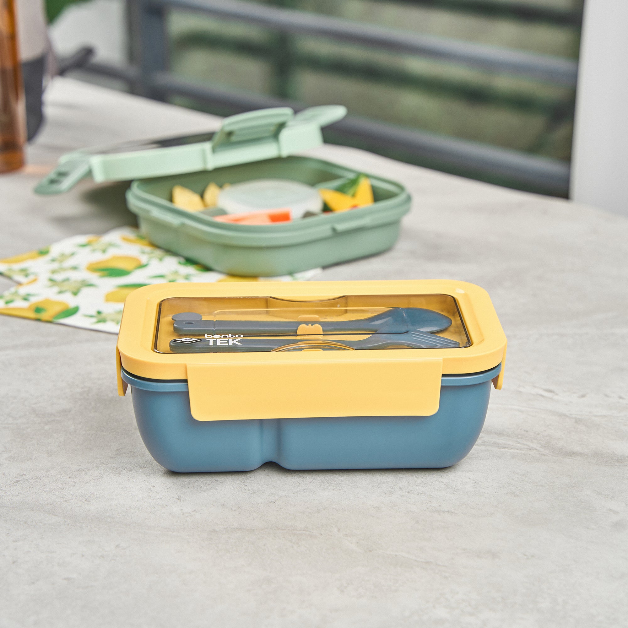 Bento Tek 29 oz BPA Free Lunch Box - Microwave Safe, Leak Proof, Includes Fork & Spoon (7.75