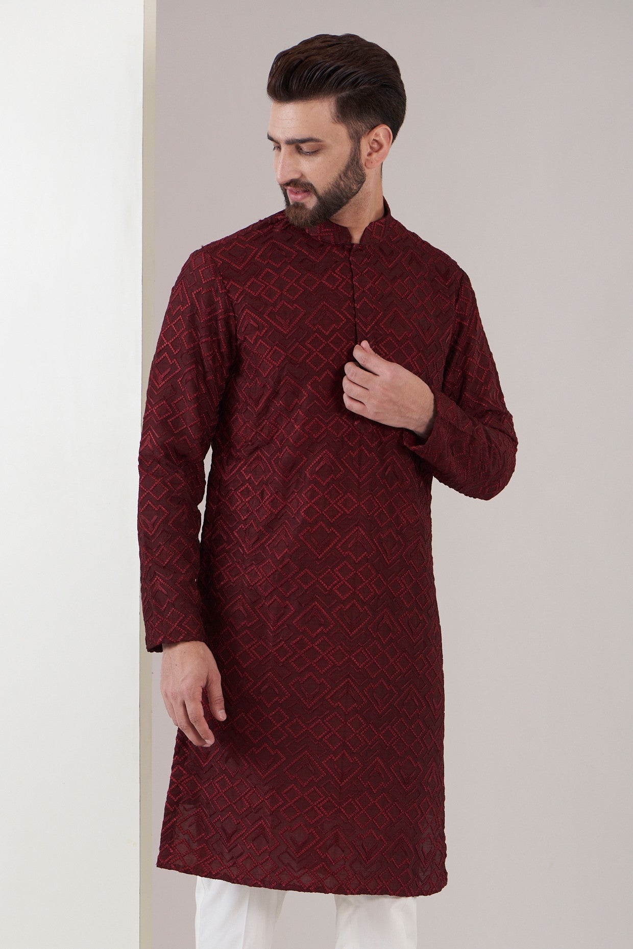 Elegant Maroon Chikankari Kurta for Women | Hand-Embroidered Cotton Tunic | Boho Ethnic Wear for Parties, Weddings & Festive Occasions