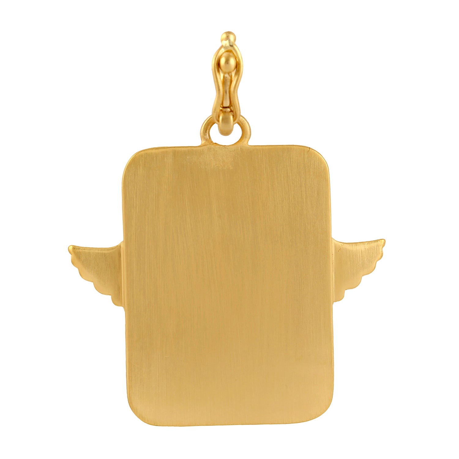 14K Yellow Gold Blue Sapphire Pave Diamond Angel Wing Pendant Necklace - Perfect for Gifts, Anniversaries & Special Occasions