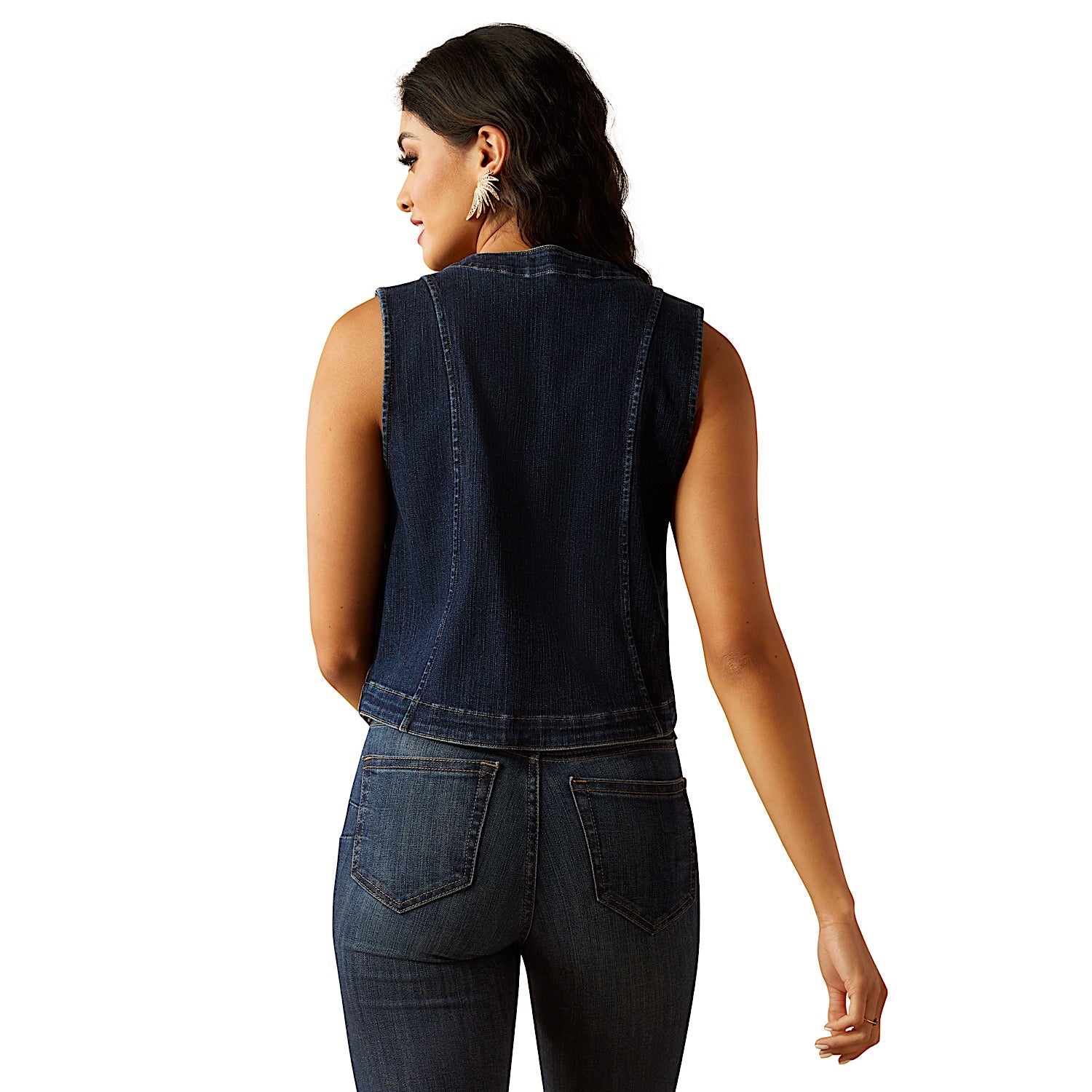 Ariat Women's Denim Tailored Vest - Midnight Blue Western Style Jacket for Cowgirl Fashion & Outdoor Adventures