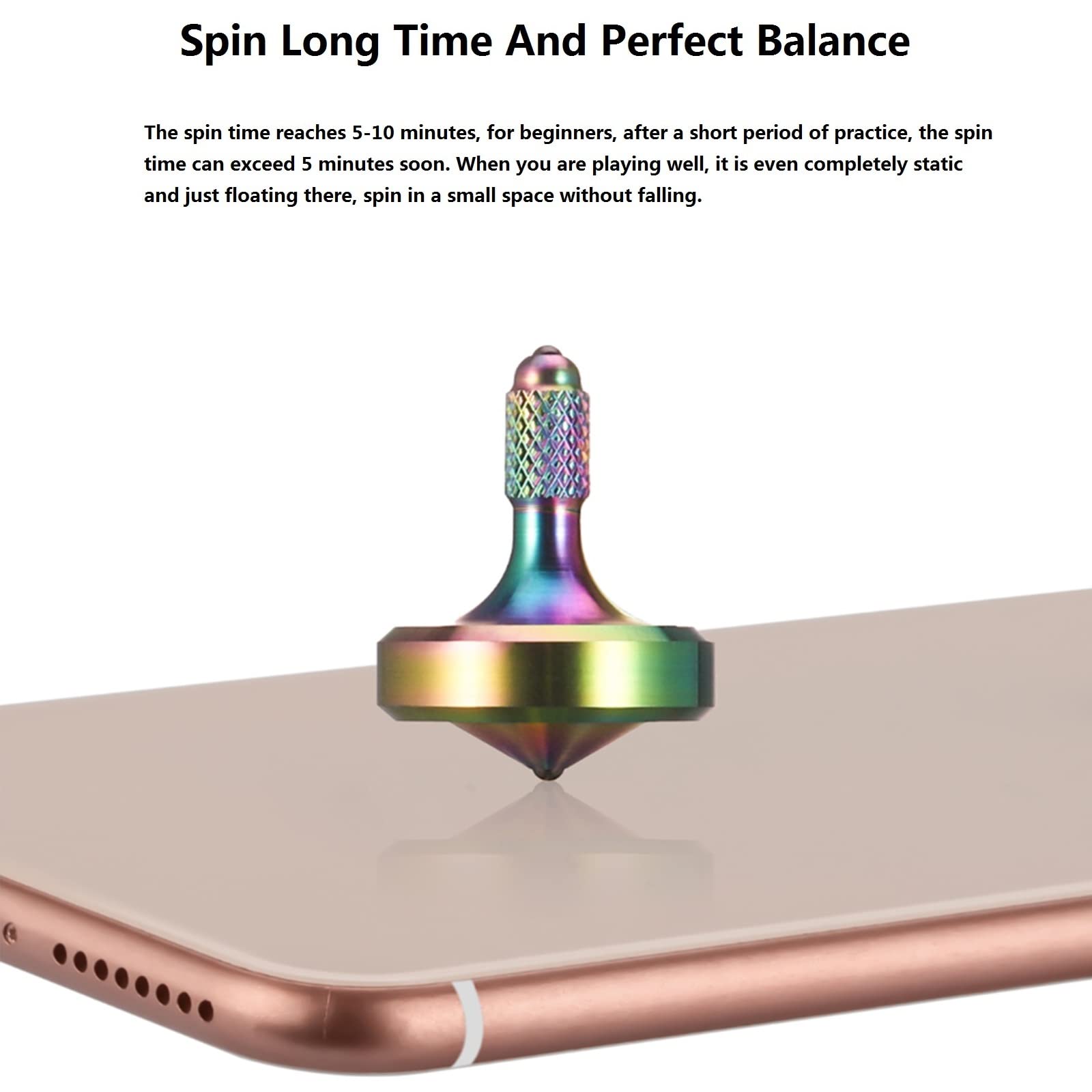 Premium Stainless Steel Spinning Top - High Precision Machined Fidget Desk Toy for Adults & Kids - 29mm Large Iridescent Design with 9+ Minute Spin Time - Perfect for Office Stress Relief, Focus Aid, and Fun Gift Idea