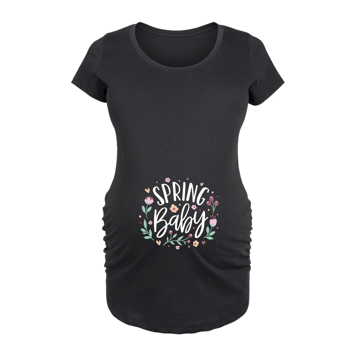Bloom Maternity Spring Baby Scoop Neck Maternity T-Shirt - Soft Cotton Pregnancy Top for Expecting Moms - Perfect for Casual Wear, Baby Showers & Maternity Photos