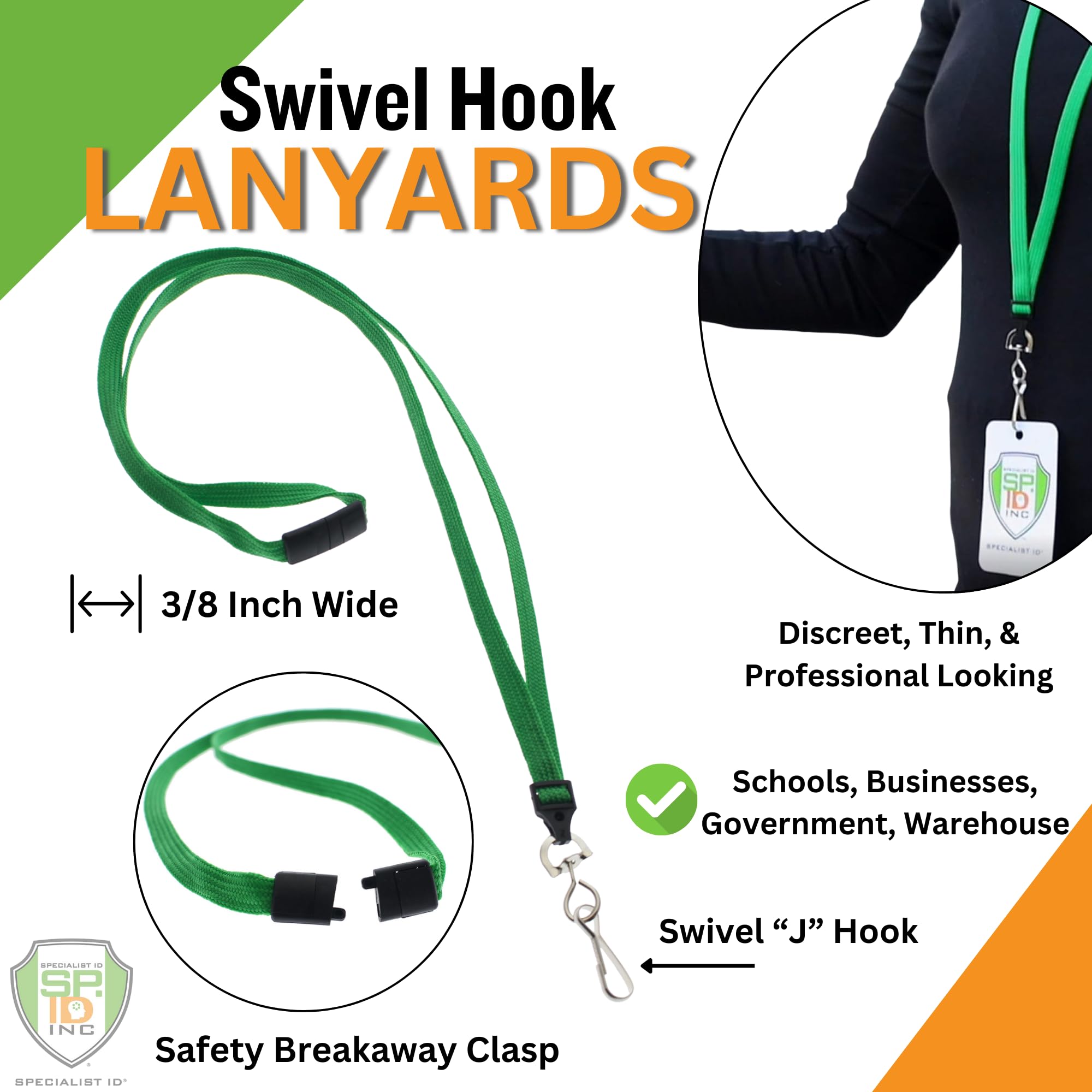 Premium Flat Breakaway Lanyards 25-Pack - 3/8