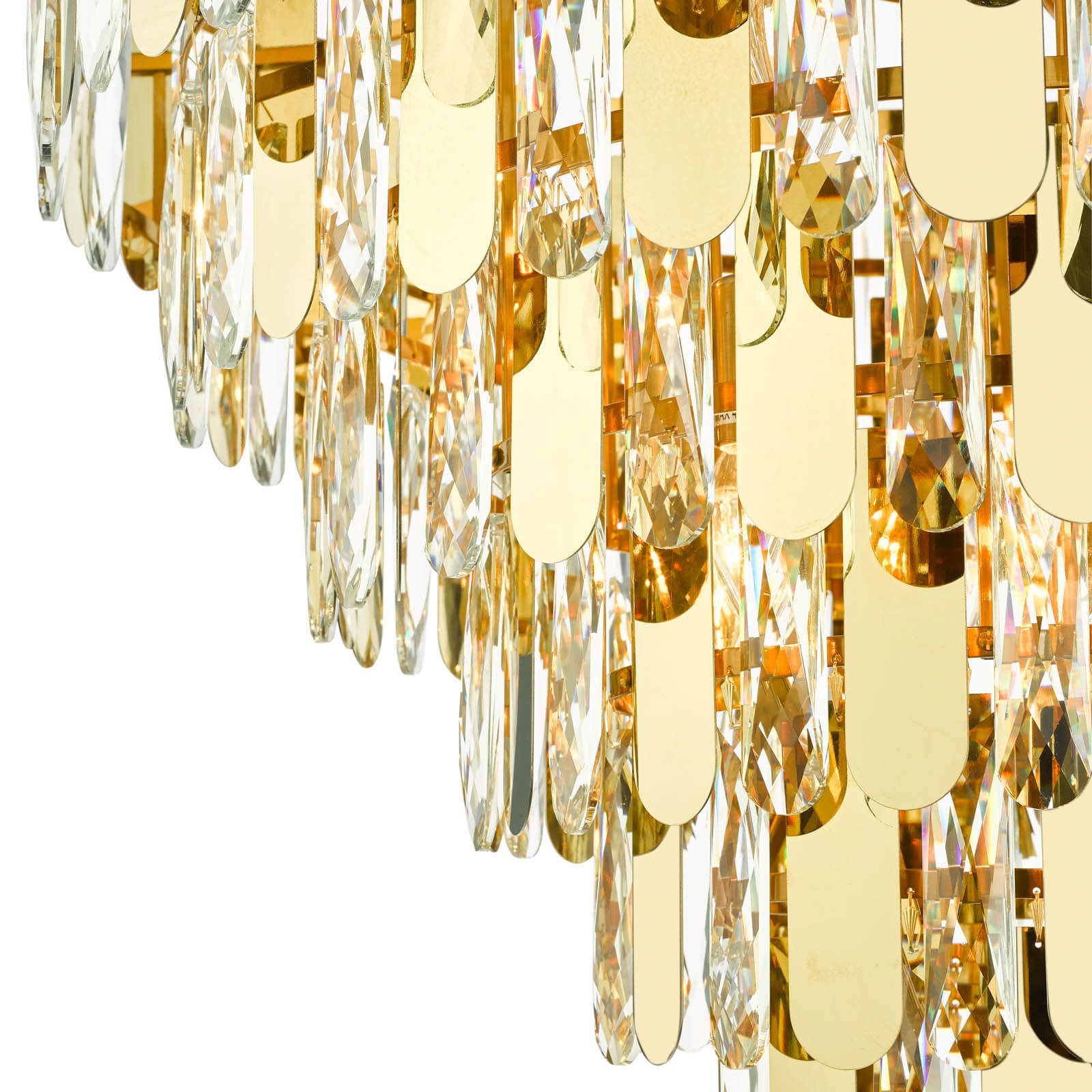 Amira 12-Light Chandelier in Polished Gold with Crystal Accents - Elegant Dining Room & Living Room Lighting Fixture