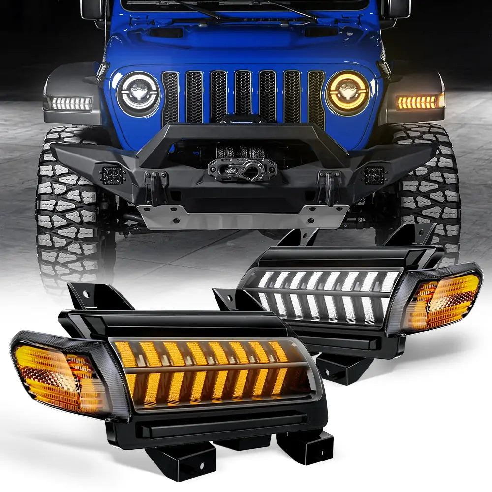 LOYO LED Fender Lights with Side Marker Lights for Jeep Wrangler JL Sport & Sport S - Waterproof Off-Road Lighting for Night Driving & Trail Adventures