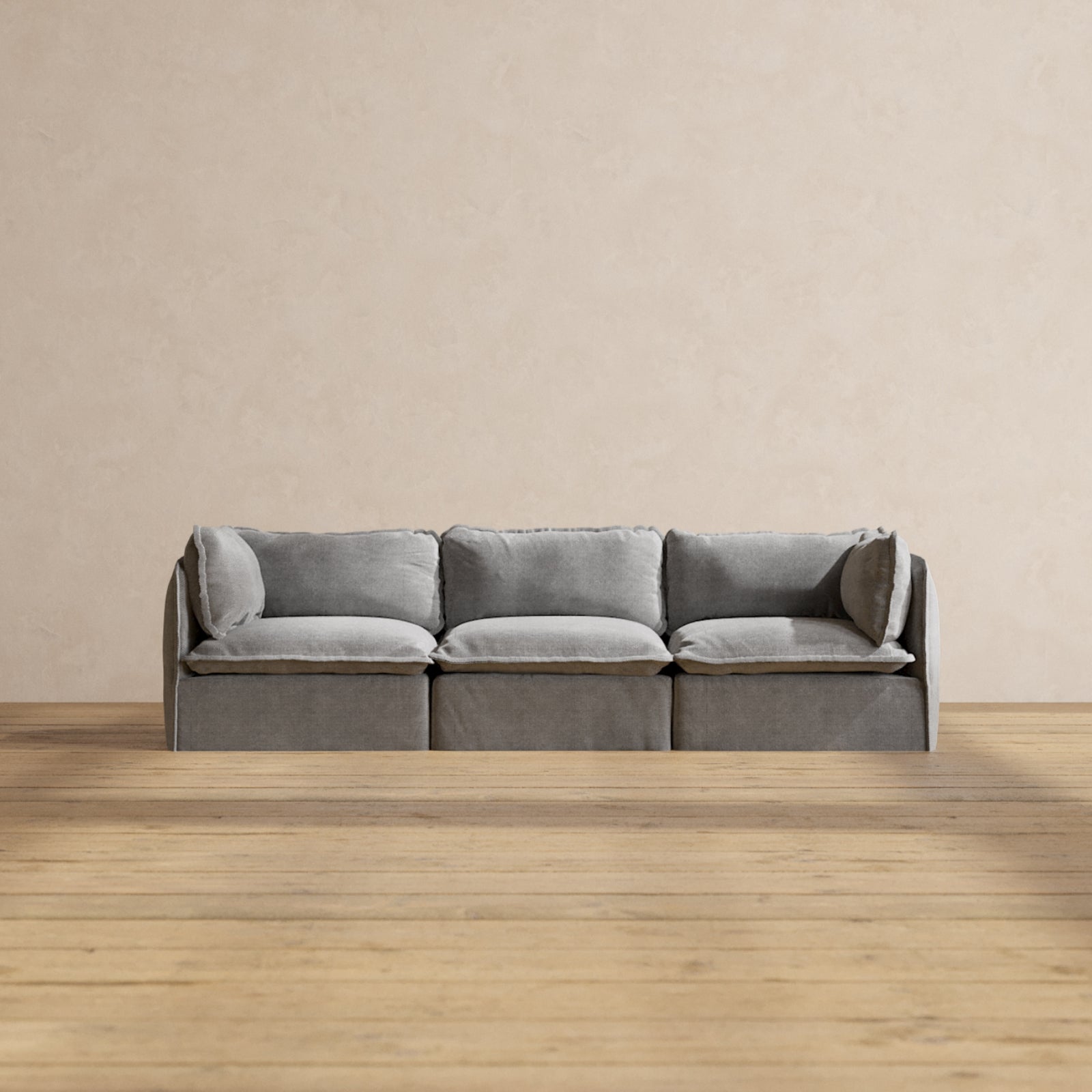 Premium Modular 3-Seater Sofa in Ash Gray | Modern Sectional Couch for Living Room, Lounge & Family Room | Comfortable Blend Fabric for Relaxation & Entertainment