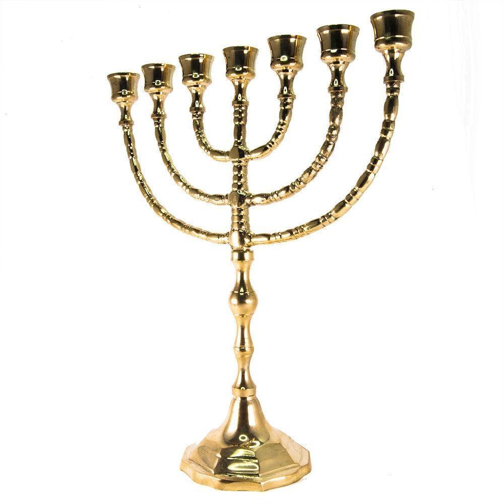 Classic 7-Branched Menorah Jewish Candle Holder - 12 Inch Hanukkah Candelabra for Home Decor & Religious Celebrations