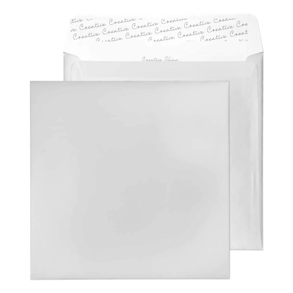 Creative Shine 220 x 220 mm 120 GSM Square Peel & Seal Envelopes (512) Metallic Silver - Pack of 250 | Self-Adhesive Mailing Envelopes for Invitations, Greeting Cards, Wedding Stationery & Business Correspondence