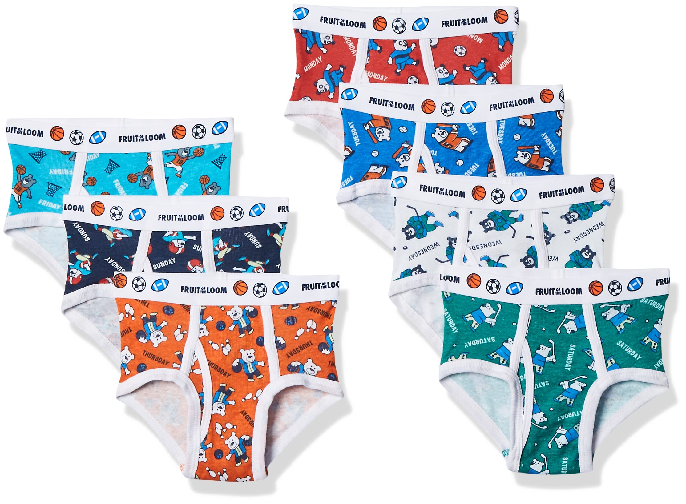 Fruit of the Loom Boys' Tag Free 100% Cotton Underwear Briefs 6-Pack - Soft Comfortable Kids Underwear for School, Sports & Everyday Wear (Assorted Colors)