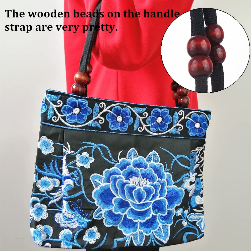Vintage Embroidered Floral Women's Handbag - Boho Hobo Tote & Ethnic Shoulder Purse for Casual Outings, Travel, and Everyday Use