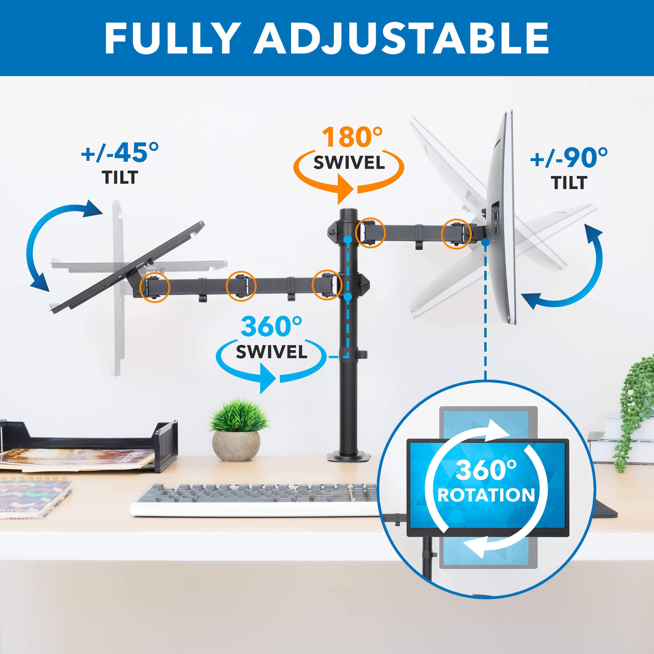 Mount-It! Adjustable Laptop & Monitor Stand - VESA Compatible for 13-32
