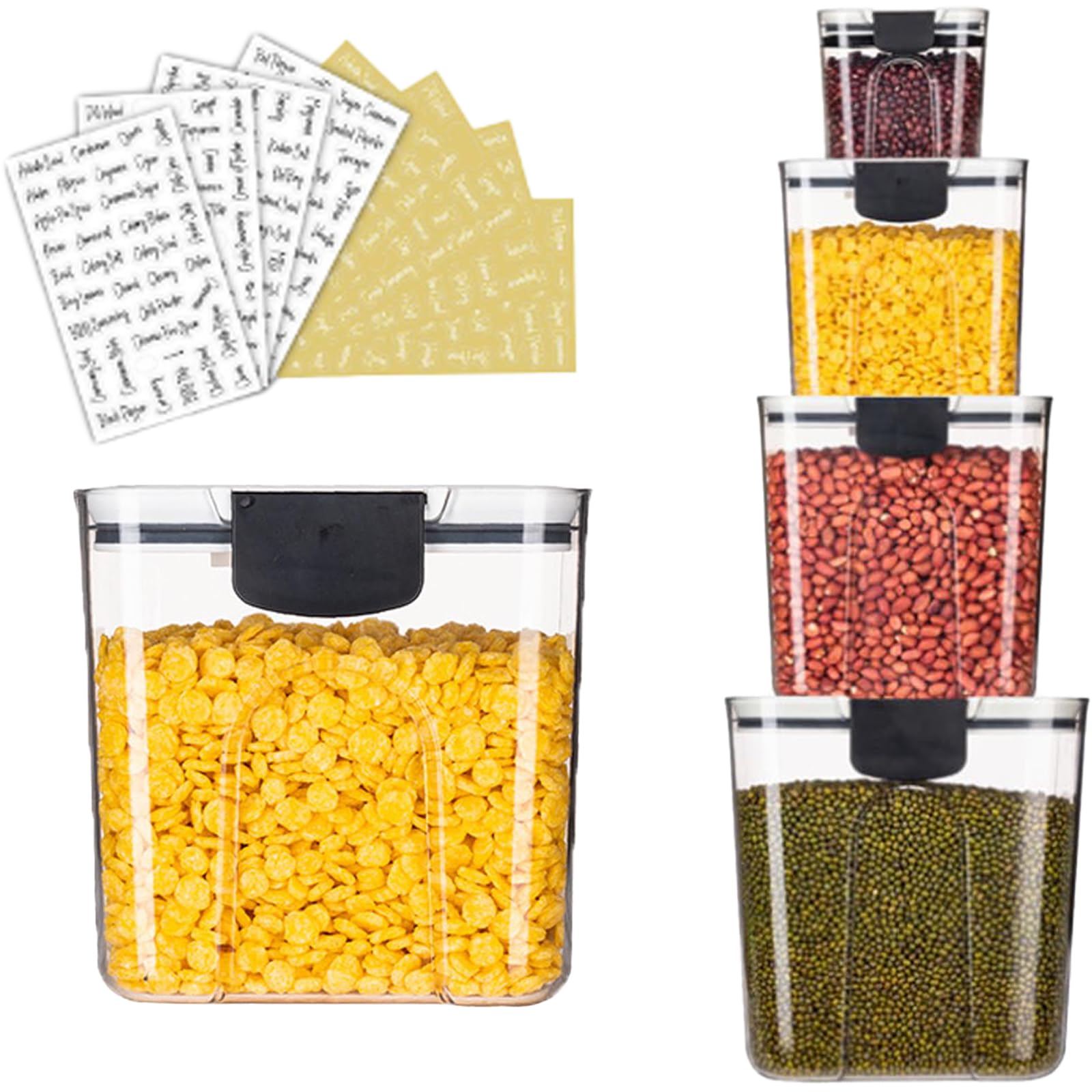 Orliya 1300ML Airtight Baking Storage Containers Set with Labels - Perfect for Flour, Sugar, Spices & Dry Food Organization in Kitchen Pantry