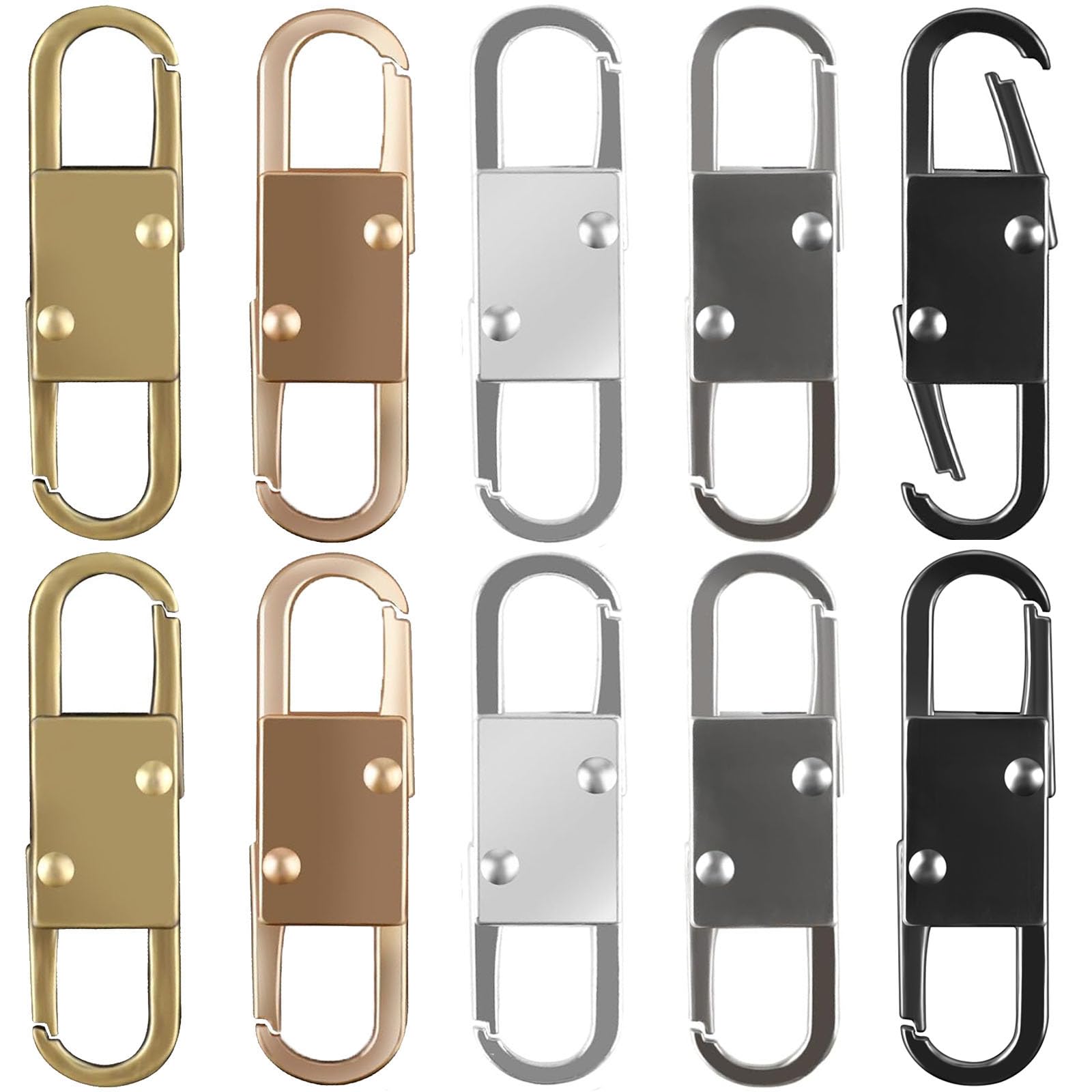 10-Pack Anti-Theft Zipper Pull Tabs - Detachable Metal Zipper Clips for Luggage, Backpacks & Clothing (Black/Gunmetal/Gold/Bronze/Silver) | Secure Your Belongings While Traveling, Commuting or Outdoor Adventures