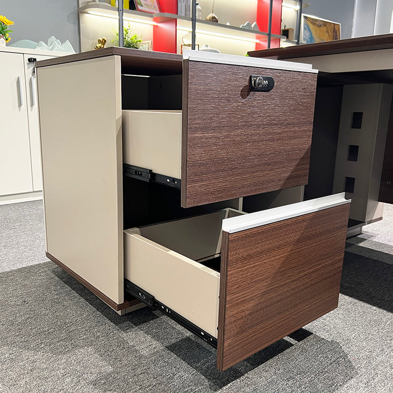 ANDERSON Executive Desk 1.6M Reversible - Hazelnut & Beige Home Office Desk for Professionals | Modern Workstation for Home Office, Study & Business Use