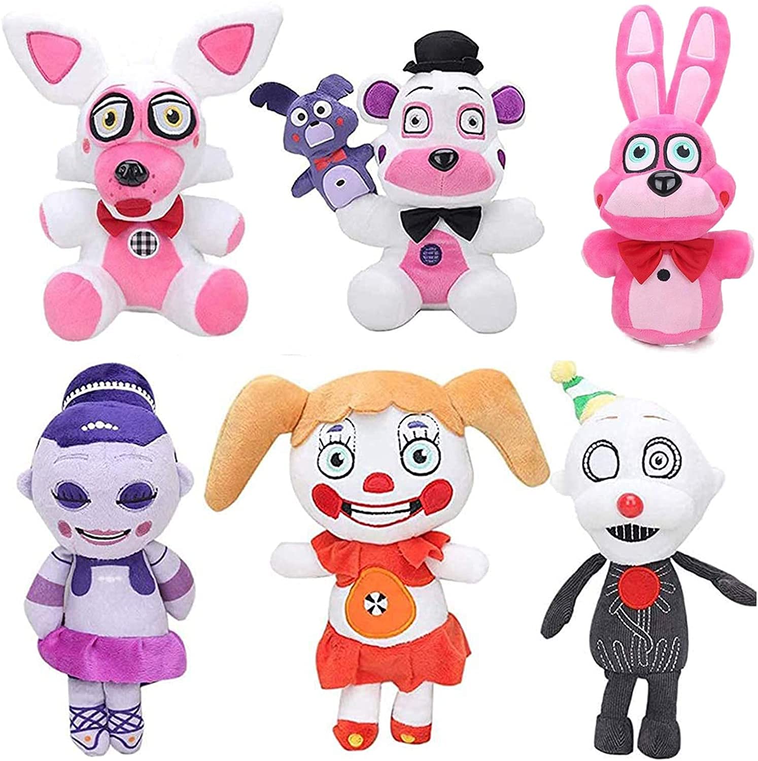 Five Nights at Freddy's Plush Toy Set - 6PCS Sister Location Stuffed Dolls (7 Inch) for Kids & Game Fans - Perfect for Birthday Gifts, Collectibles, and FNAF Themed Parties