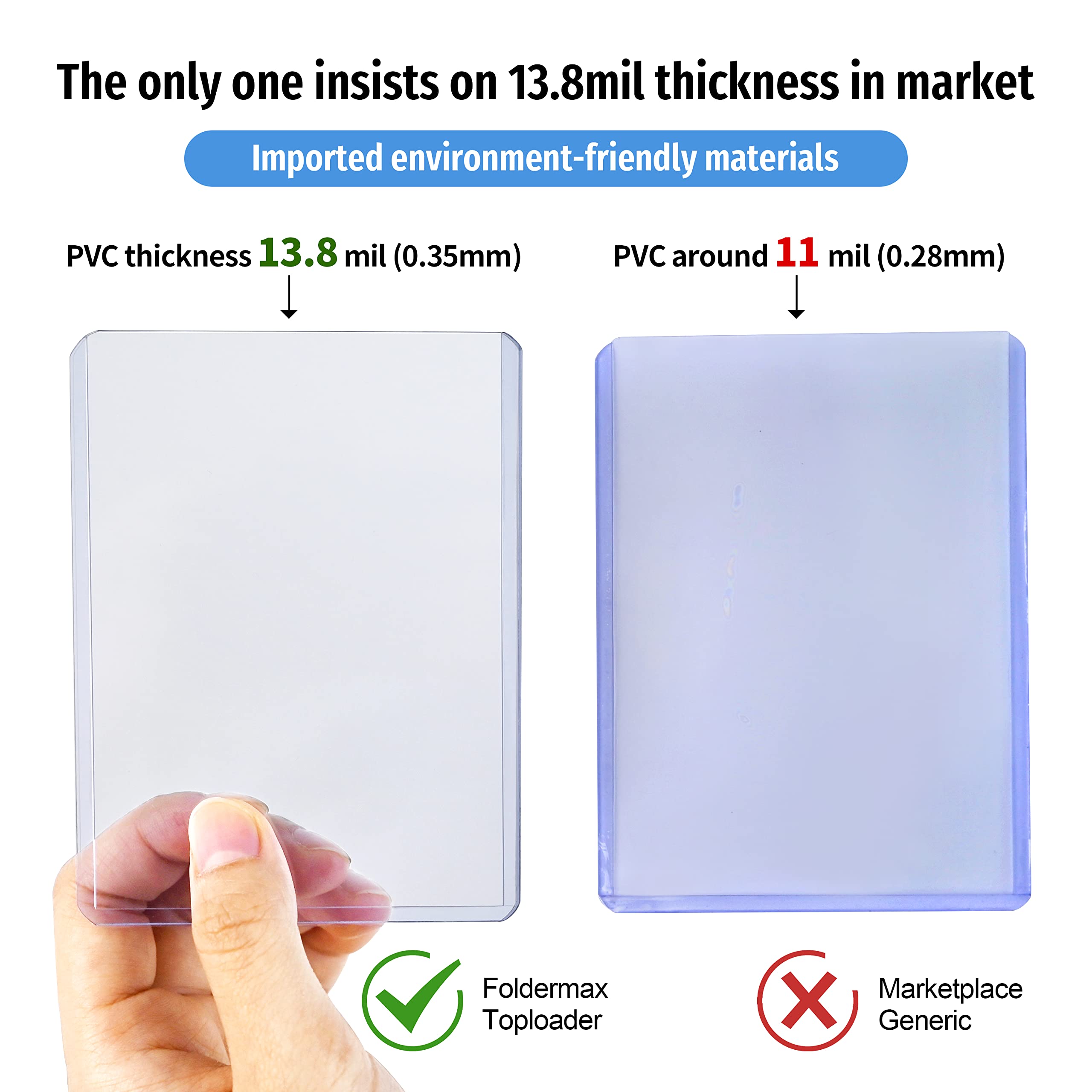 Foldermax 50 Pack 35PT Toploader Card Protectors - 3